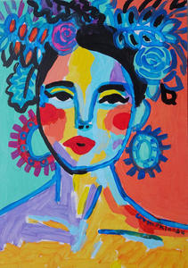 obraz na prezent portret hiszpanki frida pop art - 2872135457