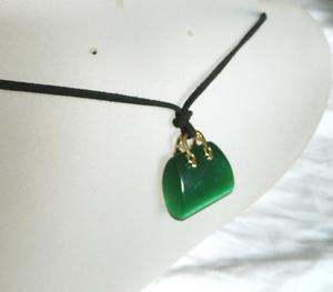 Zielony kwarc, kocie oko, wisiorek - torebka - 2878234603