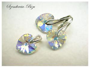 Komplet Swarovski Serce 14 mm Crystal AB