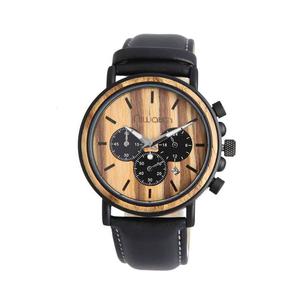 Zegarek drewniany Niwatch - kolekcja ROYAL - ZEBRAWOOD na czarnym pasku - 2860446867