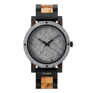 Zegarek drewniany Niwatch - kolekcja STONE grey - AFRICAN BLACKWOOD & OLIVE - 2868744024