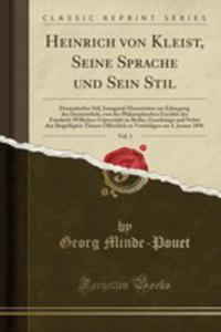 Heinrich Von Kleist, Seine Sprache Und Sein Stil, Vol. 1 - 2853039436