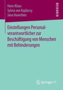 Einstellungen Personalverantwortlicher Zur Beschaftigung Von Menschen Mit Behinderungen - 2857053087