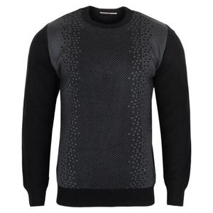 SWETER MSKI CZARNY POD SZYJ WE WZORKI ROZ.M SW802 - 2877127893