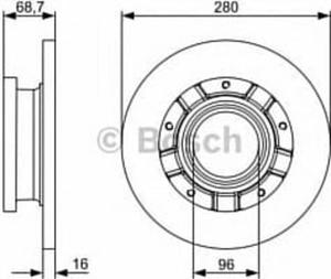 0 986 479 389 BO 0986479389 TARCZA HAMULCOWA 280X16 P 5-OTW FORD TRANSIT BEZ ABS 06 TYL SZT BOSCH TARCZE BOSCH [940509] - 2175021854