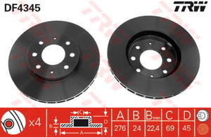 DF4345 TRW DF4345 TARCZA HAMULCOWA 276X24 V 4-OTW MITSUBISHI GALANT VI 2.0-2.5 96-00 PRZ SZT TRW TARCZE [879768] - 2174999873