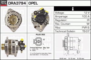 DRA3794N DR DRA3794N ALTERNATOR [NOWY] OPEL ASTRA G/CORSA C/COMBO/MERIVA 1.7 DTI/1.7 CDTI 00 SZT REMY ALTERNATORY I ROZRUSZNIKI REMY [1068755] - 2174987233