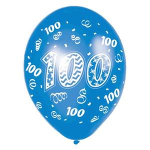 Balony z nadrukiem 100, mix kolorów - 6szt./op.