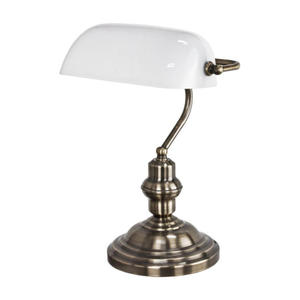 Lampa bankierska 60W E27 matowe zoto-klosz biay - 2831073203