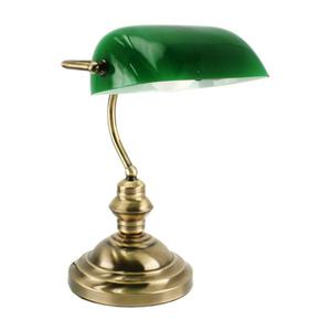 Lampa bankierska 60W E27 matowe zoto-klosz zielony