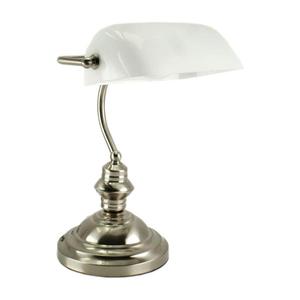 Lampa bankierska 60W E27 satyna - klosz biay - 2831073205