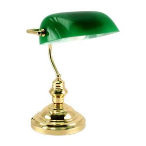 Lampa bankierska 60W E27 zota poysk klosz zielony - 2831073206