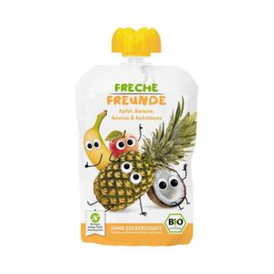 Mus Jabko - Banan - Ananas - Kokos bez Dodatku Cukrw Bezglutenowy od 6 Miesica BIO 100 g Freche Freunde - 2874586897