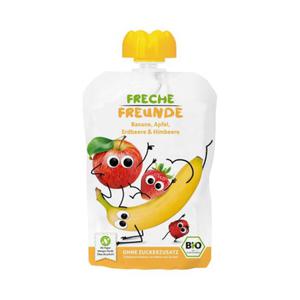 Mus Banan - Jabko - Truskawka - Malina bez Dodatku Cukrw Bezglutenowy od 6 Miesica BIO 100 g Freche Freunde - 2874586899