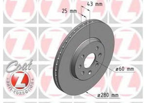 Tarcze hamulcowe przednie Astra H - 280 mm Zimmerman GmbH - 4 ruby - 2823257449