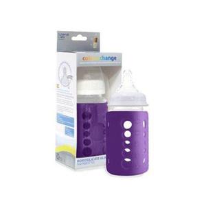 Szklana eko-butelka 240 ml Purple + smoczek 0+ - 2858115460