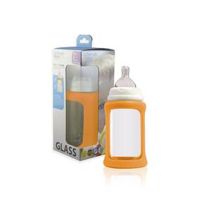Szklana eko - butelka 240 ml Orange + smoczek 3 m+ - 2858115477