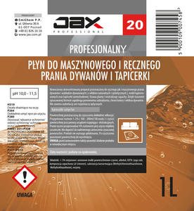 JAX PROFESSIONAL 20 - PYN DO MASZYNOWEGO I RCZNEGO PRANIA DYWANW I TAPICERKI JAX PROFESSIONAL 20 - PYN DO MASZYNOWEGO I RCZNEGO PRANIA DYWANW I TAPICERKI - 2861740442