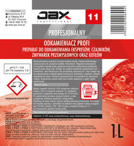 JAX PROFESSIONAL 11 - ODKAMIENIACZ PROFI PREPARAT DO ODKAMIENIANIA EKSPRESW, CZAJNIKW, ZMYWAREK PRZEMYSOWYCH ORAZ KOTW JAX PROFESSIONAL 11 - ODKAMIENIACZ PROFI PREPARAT DO ODKAMIENIANIA EKSPRESW, CZAJNIKW, ZMYWAREK PRZEMYSOWYCH ORAZ KOTW - 2861740459