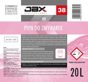 JAX PROFESSIONAL 38 5L-20L - PYN DO ZMYWAREK HD do mycia ceramiki, stali szlachetnej, do mycia...