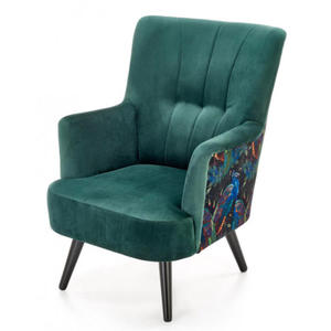 Zielony welurowy fotel wypoczynkowy - Pavos - 2877949058