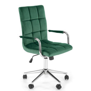 Zielony welurowy fotel modzieowy do biurka - Amber 4X - 2876217397