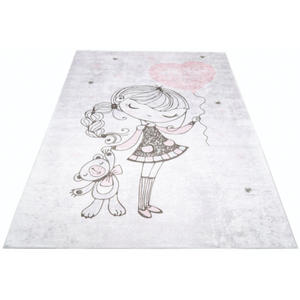 Szary dywan dziecicy z dziewczynk z balonikiem - Feso 3X - 2875647387