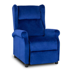 Granatowy welurowy fotel rozkadany do salonu - Alvo - 2878160150