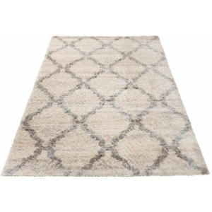 Prostoktny kremowy dywan shaggy w marokask koniczyn - Undo 4X - 2876115272