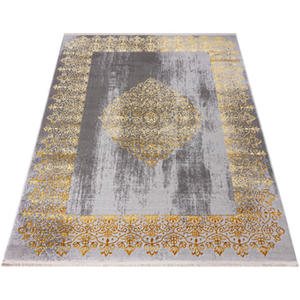 Przecierany szary dywan w zoty wzr glamour - Orso 9X - 2876217588