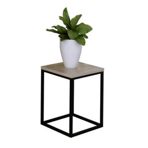Metalowy stojak na kwiaty w stylu loft czarny + db sonoma - Omono 4X - 2876217722