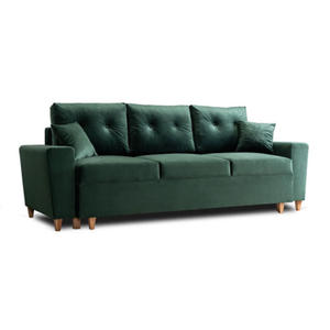 Zielona welurowa sofa z funkcj spania - Artaxa - 2878614443