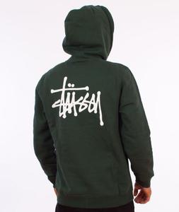 Stussy-Basic Stussy Hood Bluza Kaptur Dark Forest - 2855991379