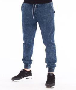 SmokeStory-Jogger Premium Slim Jeans Guma Spodnie Marmurki Dark Blue - 2856702581