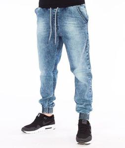 SmokeStory-Jogger Premium Slim Jeans Guma Spodnie Marmurki Light Blue - 2856702582