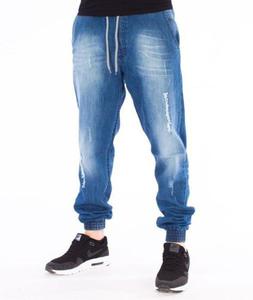 SmokeStory-Jogger Premium Slim Jeans Guma Spodnie Light Blue Przecierane - 2856702583