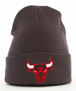 Mitchell & Ness-Chicago Bulls Team Logo Cuff Knit Czapka Zimowa Szara - 2857504816