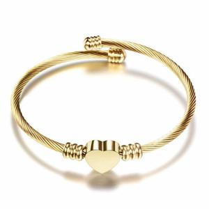 Bransoletka Zota Bangle Spleciona Serce Stal Chirurgiczna te Zoto - 2875784376