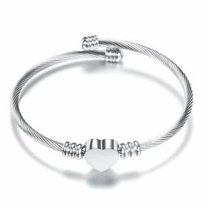 Bransoletka Srebrna Bangle Spleciona Serce Stal Chirurgiczna - 2875784377