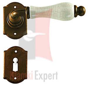 Klamka PRAGA 2-20 z doln rozet na klucz zwyky, porcelana kremowa spkana - 2825518662
