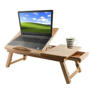 Stolik z drewna pod laptop z regulacj szuflad i chodzeniem