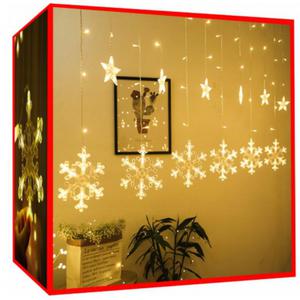 Wiszce gwiazdy lampki choinkowe kurtyna 138 LED patki niegu 3 kolory - 2870003356