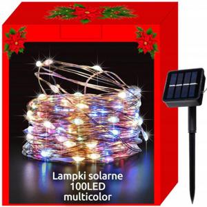 Lampki zewntrzne 100 LED dekoracyjne panel solarny IP44 solarne - 2871280846