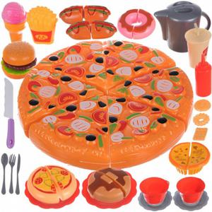 Fast food pizza zestaw zabawkowy do krojenia naczynia kubki sztuce - 2870003231