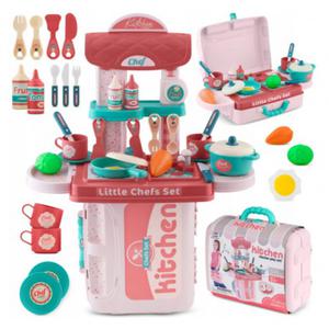 Kuchnia zabawkowa z walizk dla dzieci w walizce sztuce garnek 2 kolory - 2876901295