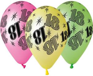 Balony Premium 12" na 18 urodziny, fluorescencyjne kolory - 2859168788