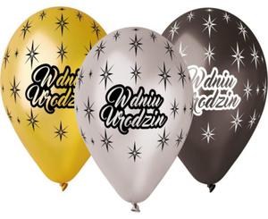 Balony Premium 12" W dniu urodzin, metaliczne - 2859168789