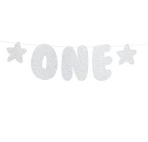 Baner na roczek "One" srebrny - 2859169193