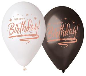 Balony Premium Happy Birthday, biae i czarne - 2859169925