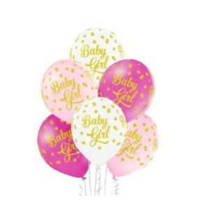 Balony Baby Girl w grochy, 6 szt. - 2859170976